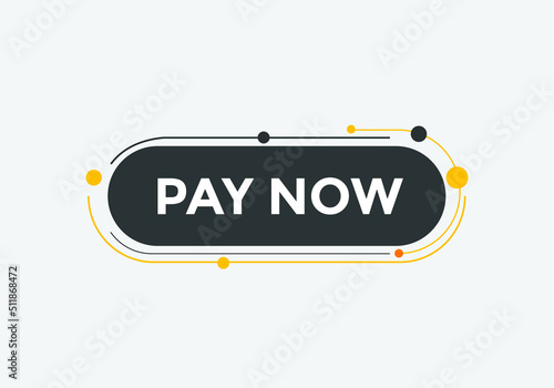 Pay Now button. Pay Now text web banner template. Sign icon banner
