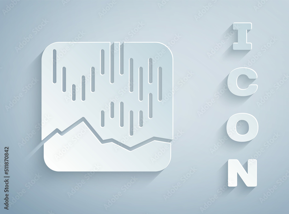 Obraz premium Paper cut Northern lights icon isolated on grey background. Paper art style. Vector