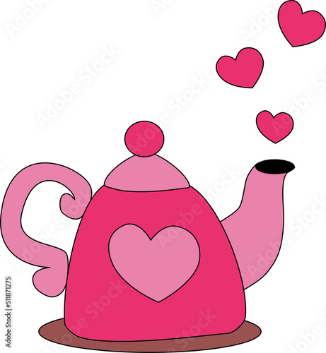 pink childrens teapot on a white background