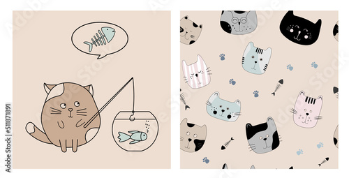Cute meow cat vector