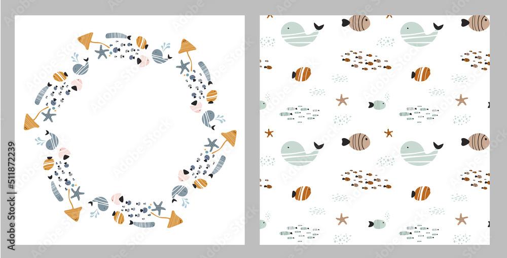 Sea world set in vector Stock Vector | Adobe Stock
