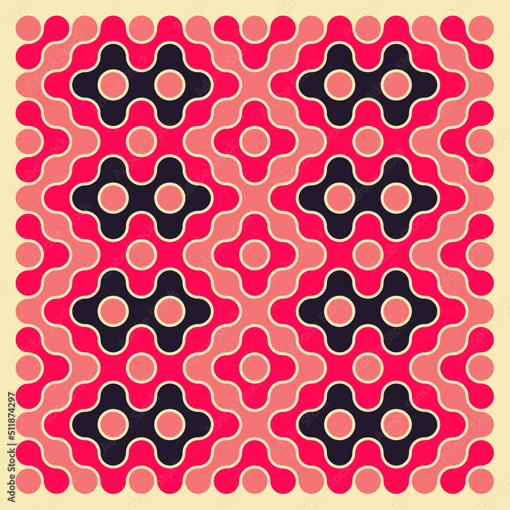 Fototapeta premium Multicolor truchet tiling connections illustration