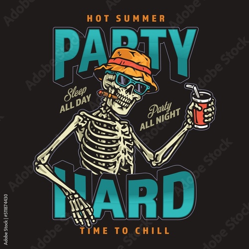 Hard party colorful sticker vintage