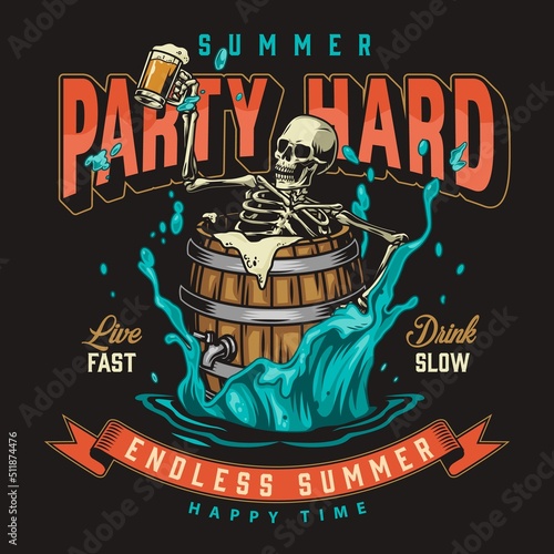 Summer party element colorful vintage