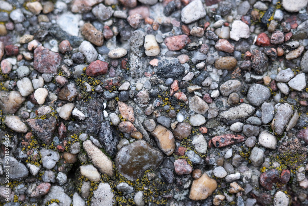 Stone texture with colorful rocks, close up Stone texture with colorful rocks, close up
