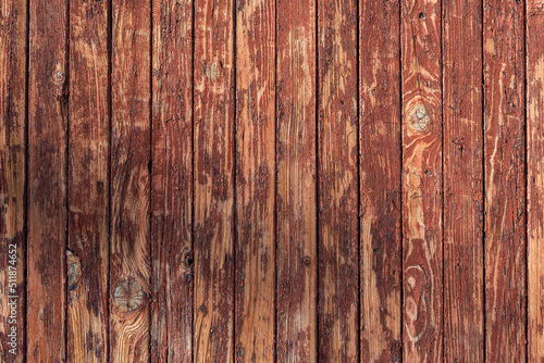 Texture of old brown wooden plank fence 