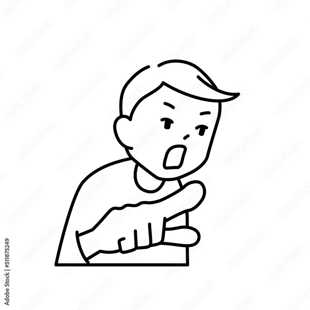 Fototapeta premium 「それな」と言う（指をさして何かを指摘する）男性のイラスト（白背景・ベクター・切り抜き）