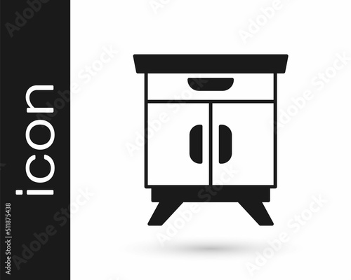 Black Furniture nightstand icon isolated on white background. Vector