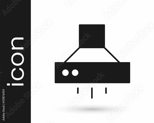 Black Kitchen extractor fan icon isolated on white background. Cooker hood. Kitchen exhaust. Household appliance. Vector