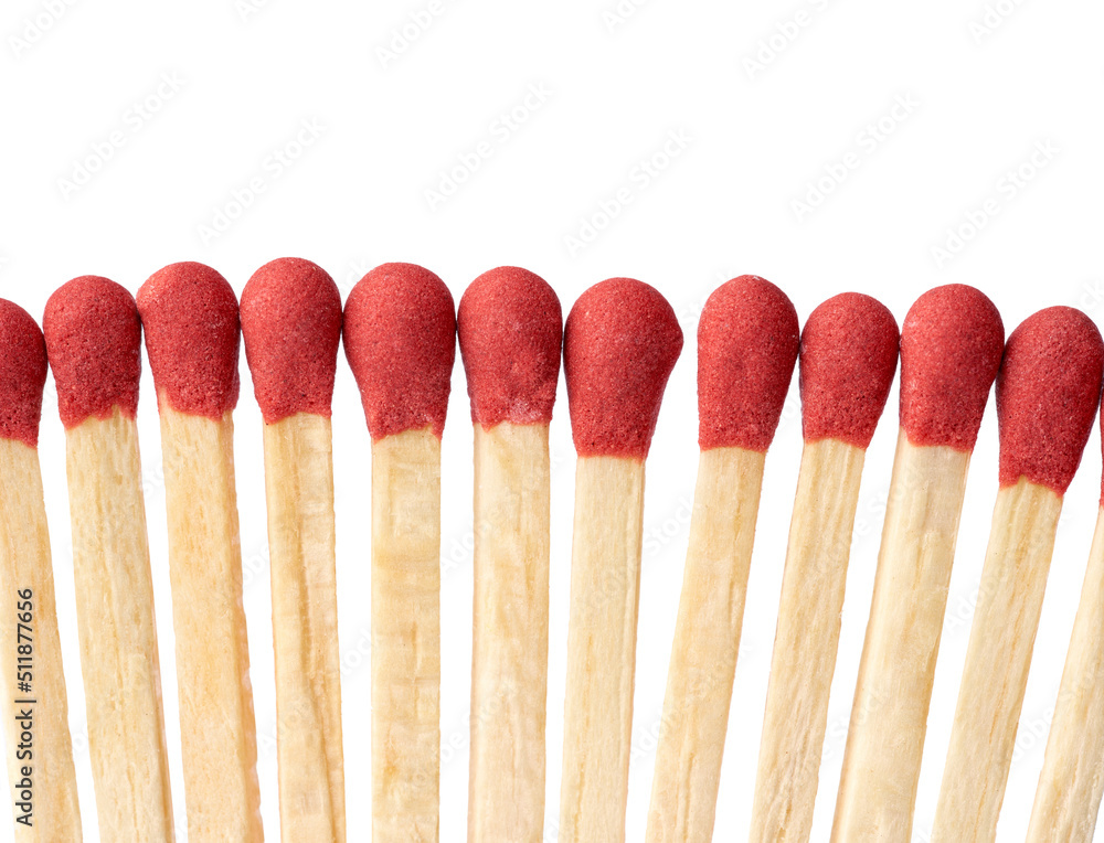 Burnt matches isolated on white. Box of matches. Different stages of