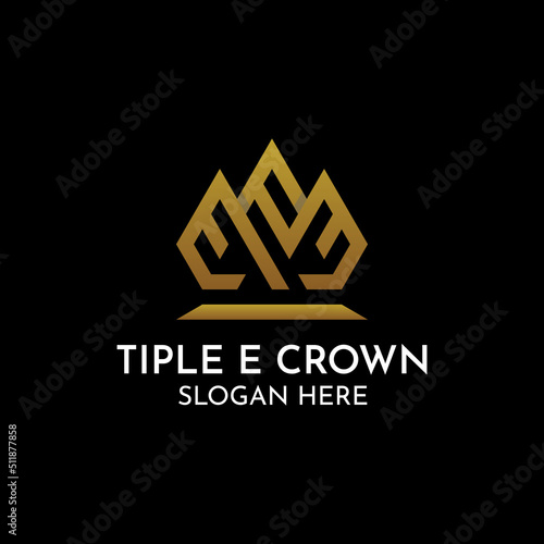 Crown Triple E logo vector. A simple, modern and unique logo depicting three letters E combined into a crown. Suitable in all areas of business.