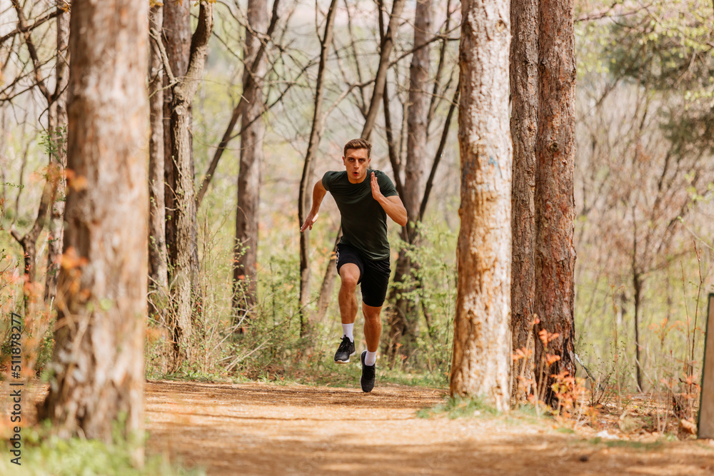 Active healthy runner jogging outdoor Active healthy runner jogging outdoor
