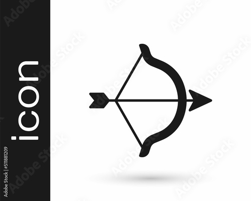 Black Bow and arrow icon isolated on white background. Cupid symbol. Love sign. Happy Valentines day. Vector