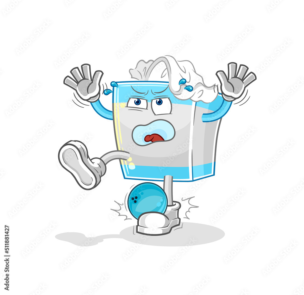 Obraz premium tissue box hiten by bowling cartoon. cartoon mascot vector