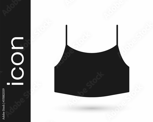 Black Female crop top icon isolated on white background. Undershirt. Vector