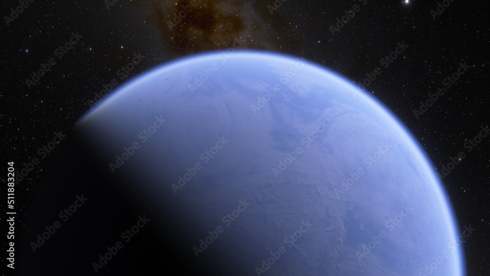 Naklejka premium super-earth planet, realistic exoplanet, planet suitable for colonization, earth-like planet in far space, planets background 3d render 
