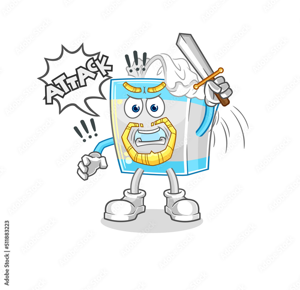 tissue box knights attack with sword. cartoon mascot vector