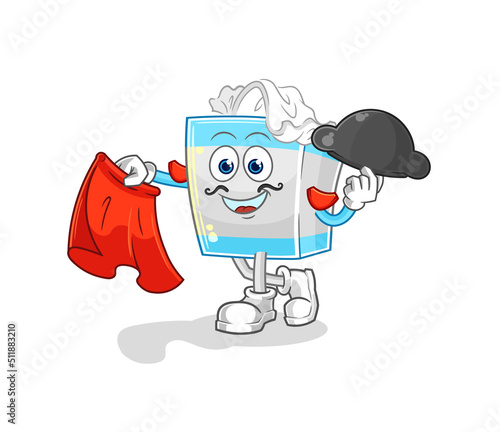 tissue box matador with red cloth illustration. character vector