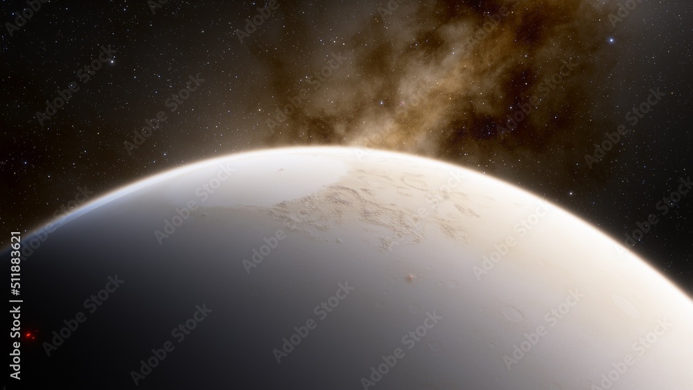 Planets and galaxy, science fiction wallpaper. Beauty of deep space. Billions of galaxy in the universe Cosmic art background 3d render
