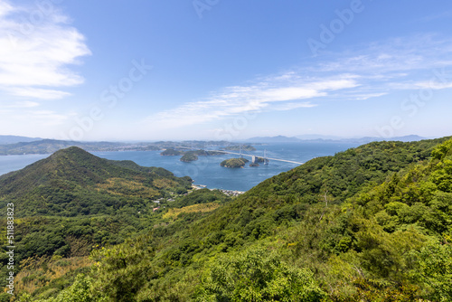 大島亀老山から見た来島海峡大橋（しまなみ海道）