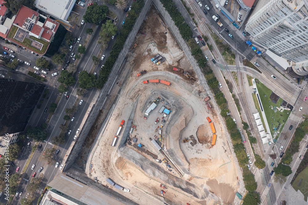 Aerial view of works near the Soumaya Museum