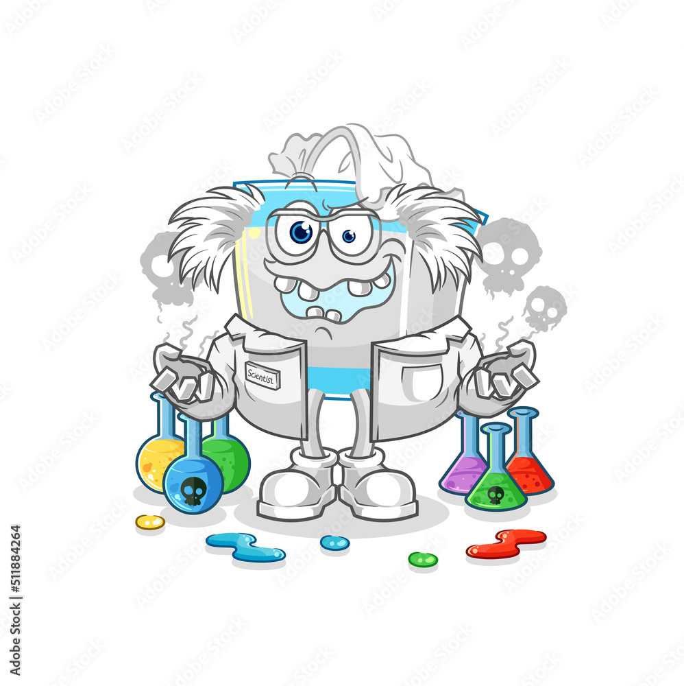 Fototapeta premium tissue box mad scientist illustration. character vector