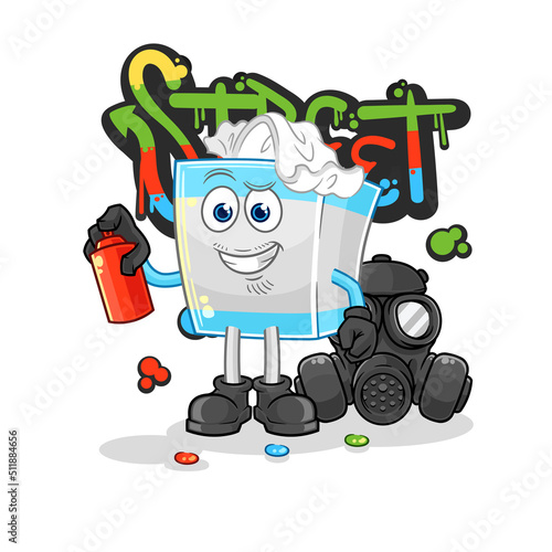 tissue box graffiti artist vector. cartoon character