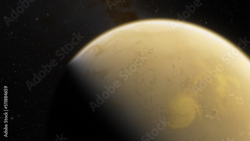 super-earth planet, realistic exoplanet, planet suitable for colonization, earth-like planet in far space, planets background 3d render 