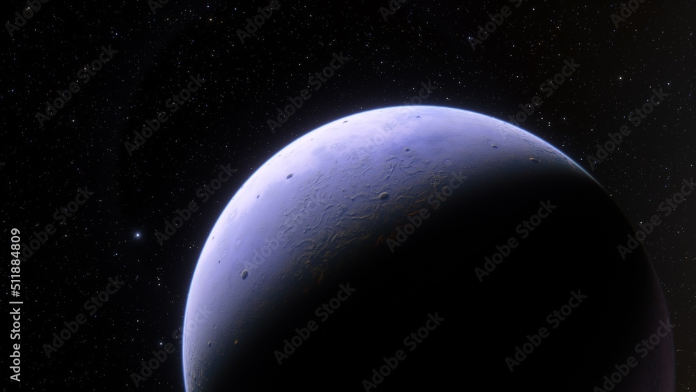 super-earth planet, realistic exoplanet, planet suitable for colonization, earth-like planet in far space, planets background 3d render
