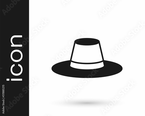 Black Man hat with ribbon icon isolated on white background. Vector