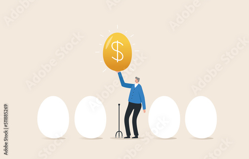 IRA, Individual retirement account. Planning for long term savings until retirement 401K egg. The old man was happy with his last retirement money.