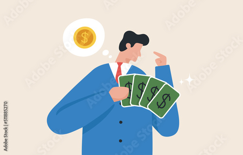 Money game. financial opportunity Investment gambling. Investments are risky. financial decision making concept. A businessman reads gypsy cards to make money guesses.