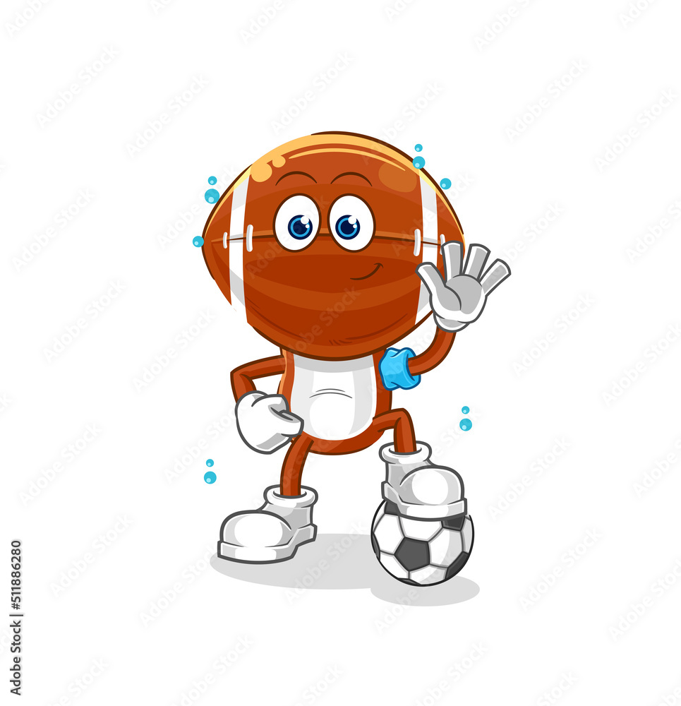 rugby head playing soccer illustration. character vector