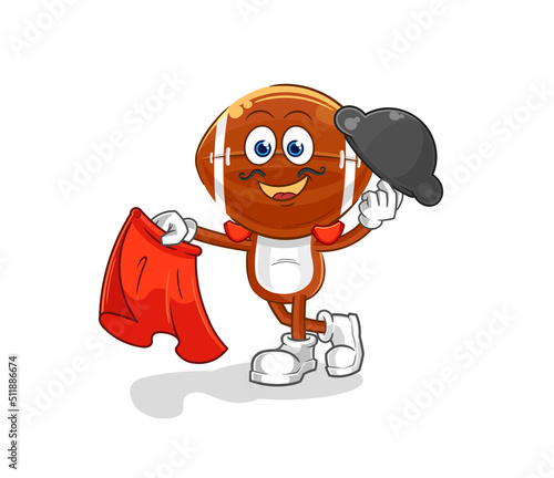 rugby head matador with red cloth illustration. character vector