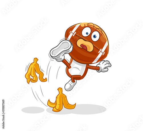 rugby head slipped on banana. cartoon mascot vector