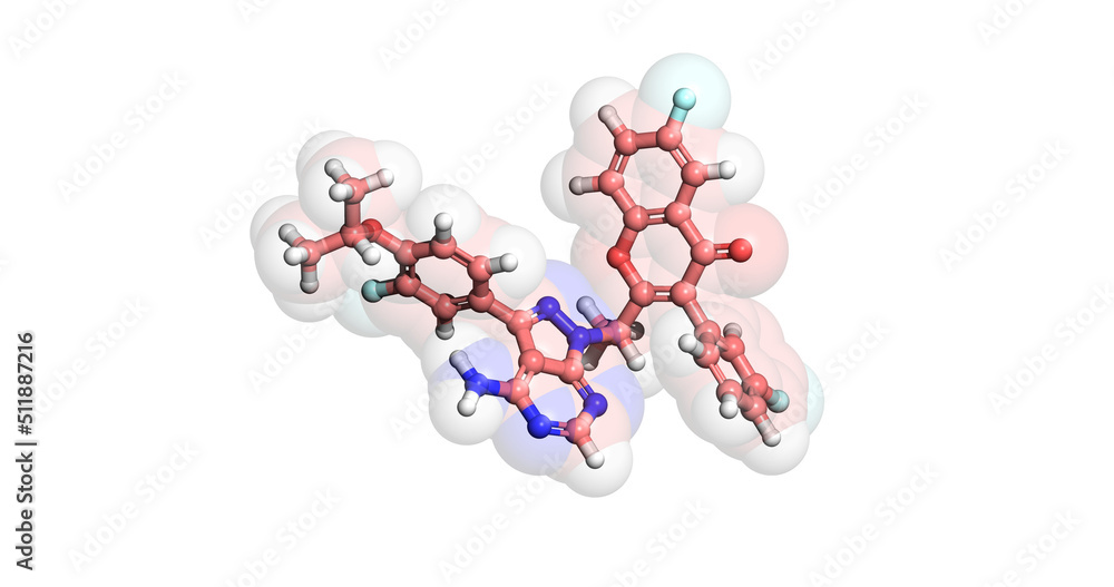 Fototapeta premium Umbralisib, anticancer drug, 3D molecule