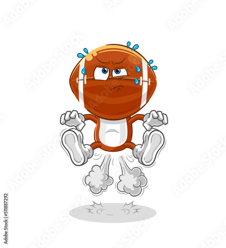 rugby head fart jumping illustration. character vector