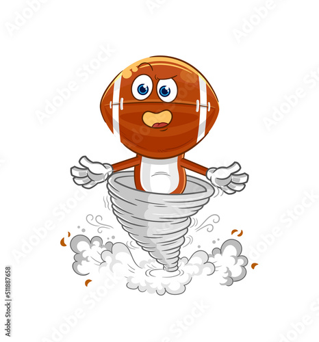 rugby head in the tornado cartoon character vector