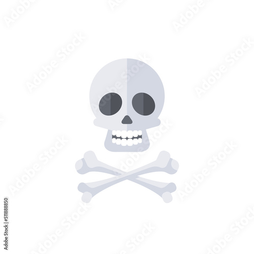 Death skull and Crossbones flat icon. Human Internal Organ vector illustration isolated on white background. Halloween spooky sign, pirate symbol