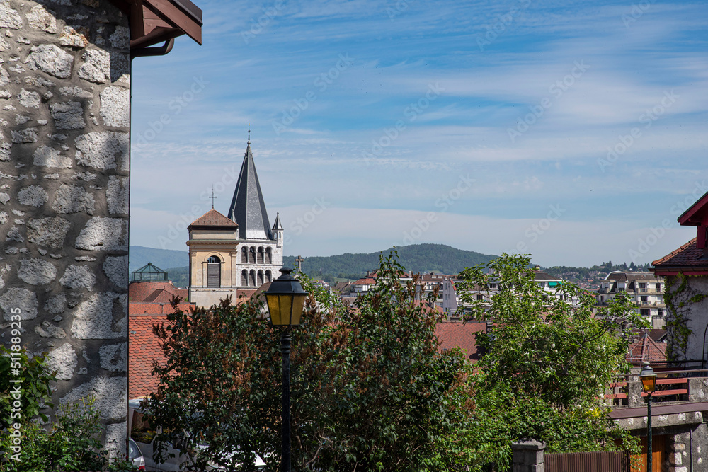Fototapeta premium View on the roofs of the city of Annecy in the Alps in France