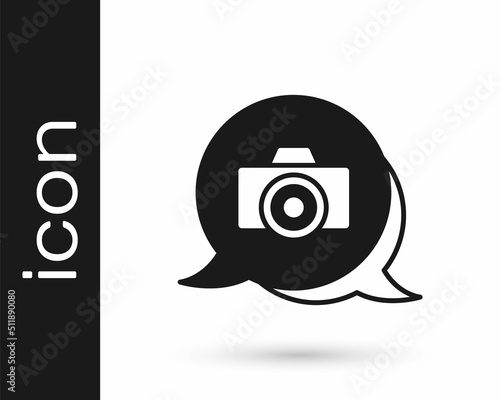 Black Photo camera icon isolated on white background. Foto camera. Digital photography. Vector