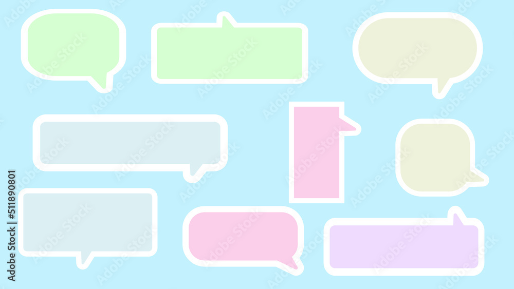 collection of cute pastel speech bubble, conversation box, chat box, thinking balloons, and message box on white background perfect for your design collection of cute pastel speech bubble, conversation box, chat box, thinking balloons, and message box on white background perfect for your design