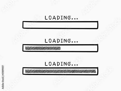 isolated simple minimal loading bar in childish hand drawing doodle lines for icons, symbols, buttons, navigation, direction, website images etc. vector design.