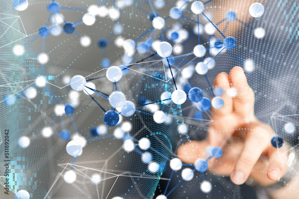 Global network. Blockchain. 3D illustration. Neural networks and artificial intelligence. Abstract Global network. Blockchain. 3D illustration. Neural networks and artificial intelligence. Abstract