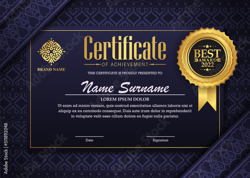 Achievement certificate best award diploma