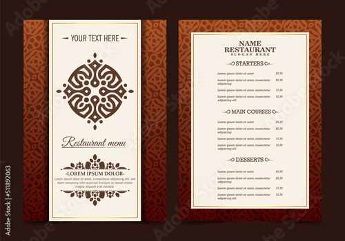 restaurant menu with elegant ornamental style