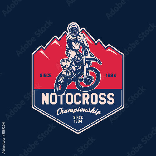 Hand Drawn Motorcross Adventure Club Logo Badge 