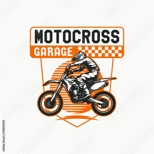 Hand Drawn Motorcross Adventure Club Logo Badge
