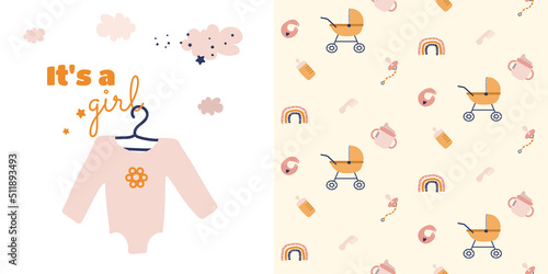 Stroller with milk bottle pattern