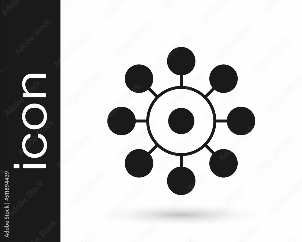 Black Virus icon isolated on white background. Corona virus 2019-nCoV. Bacteria and germs, cell cancer, microbe, fungi. Vector Black Virus icon isolated on white background. Corona virus 2019-nCoV. Bacteria and germs, cell cancer, microbe, fungi. Vector